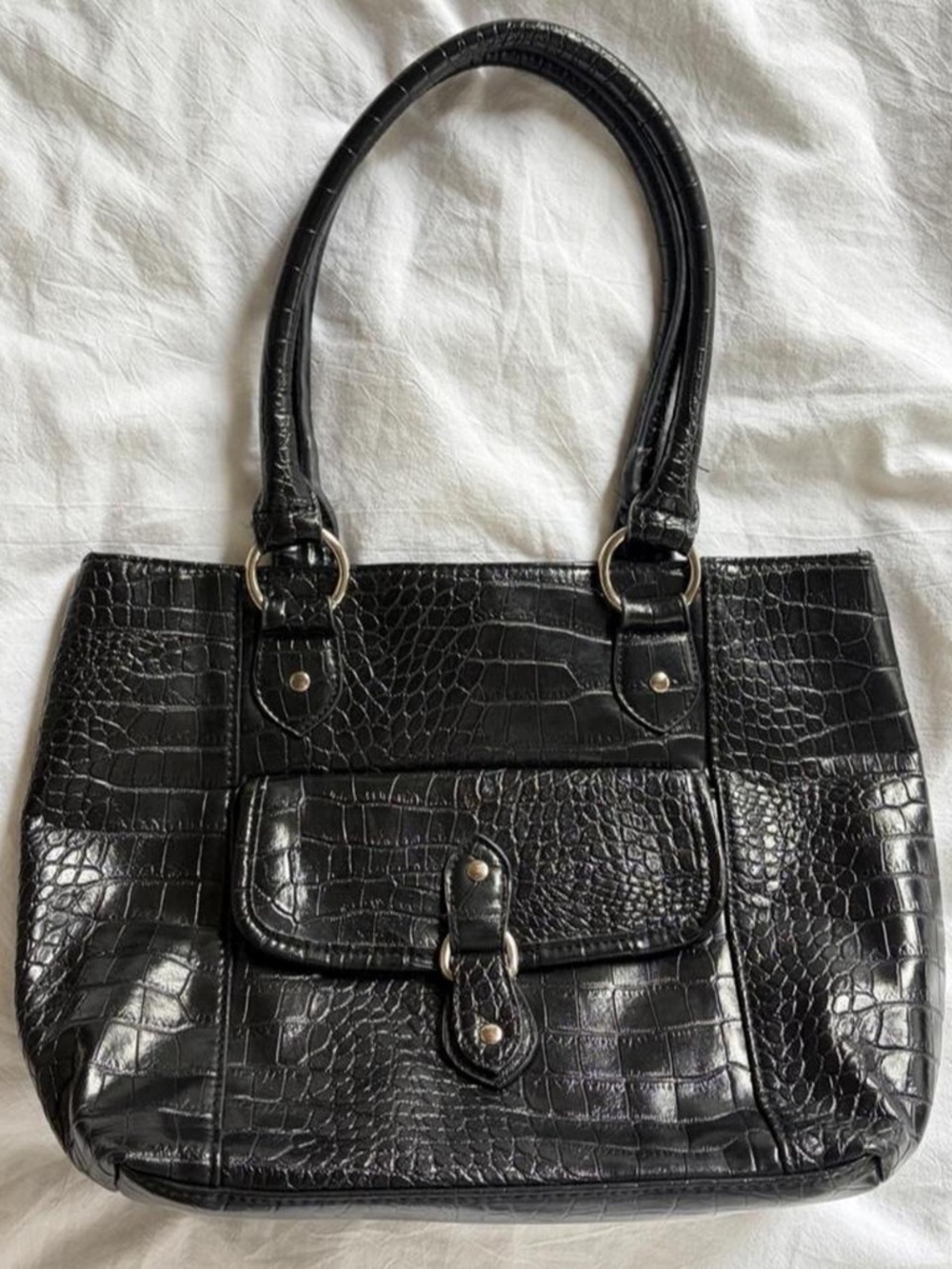 Y2K Shoulder Bag Croc Print Faux Leather Purse